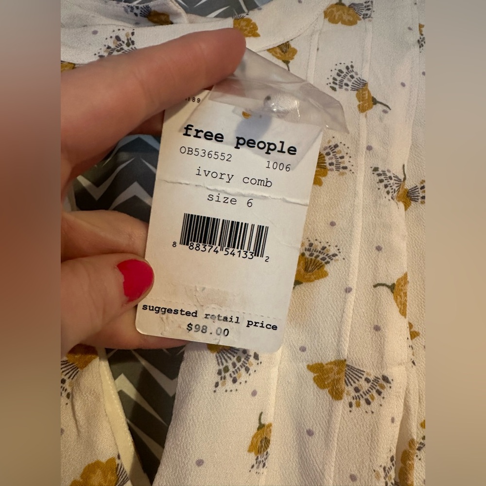 NWT Free People | Women's Tegan Long-Sleeve Floral Printed Mini Dress, Size 6 - Picture 8 of 8